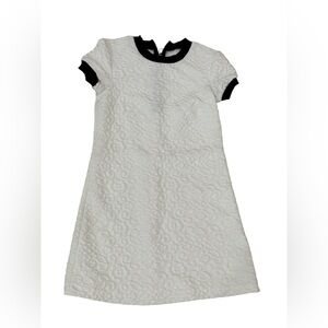 Zara White Embossed Dress - X-Small - Black and White